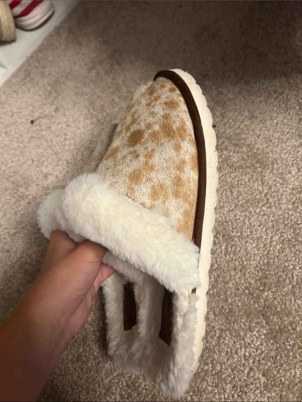 Myra Bag Cream and Brown Faux Fur Slip-On Mule